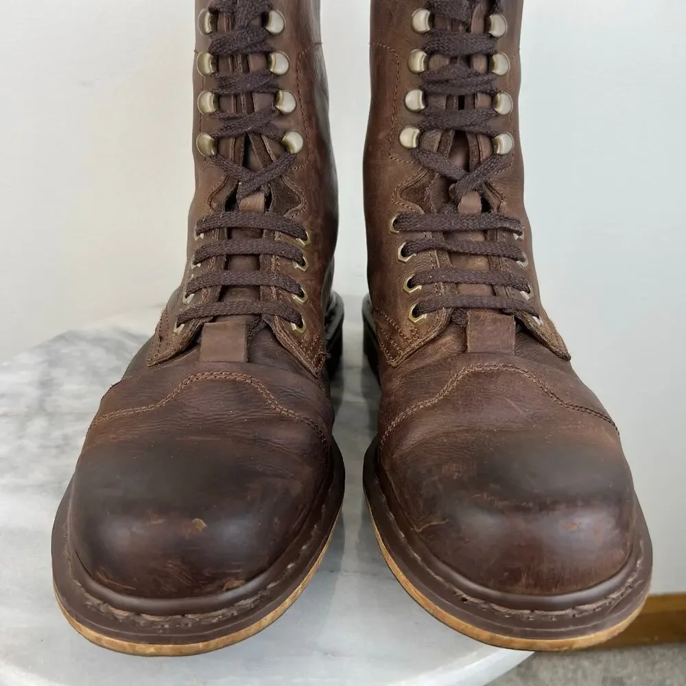 Dr. Martens Pier Brown Leather Lace Up Combat Boots Mens Size US 10